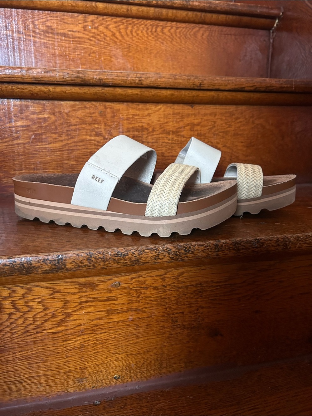 Reef Women’s Neutral Beige Double-Strap Slide Sandals